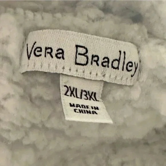Vera Bradley White Soft Fleece Holiday Robe with Hood Size 2XL/3XL